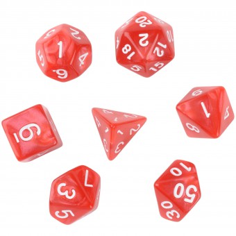 Набор из 7 кубиков для D&D: Мраморный-Красный